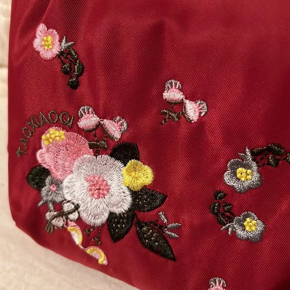 9. Yuejin Backpack in Red with Embroidered Flowers